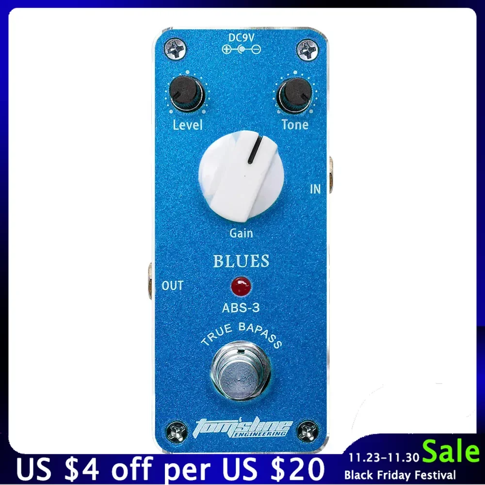 

Aroma ABS-3 Blues Distortion Electric Guitar Effect Pedal Aluminum Alloy Housing True Bypass Guitar Effects Parts Accessories