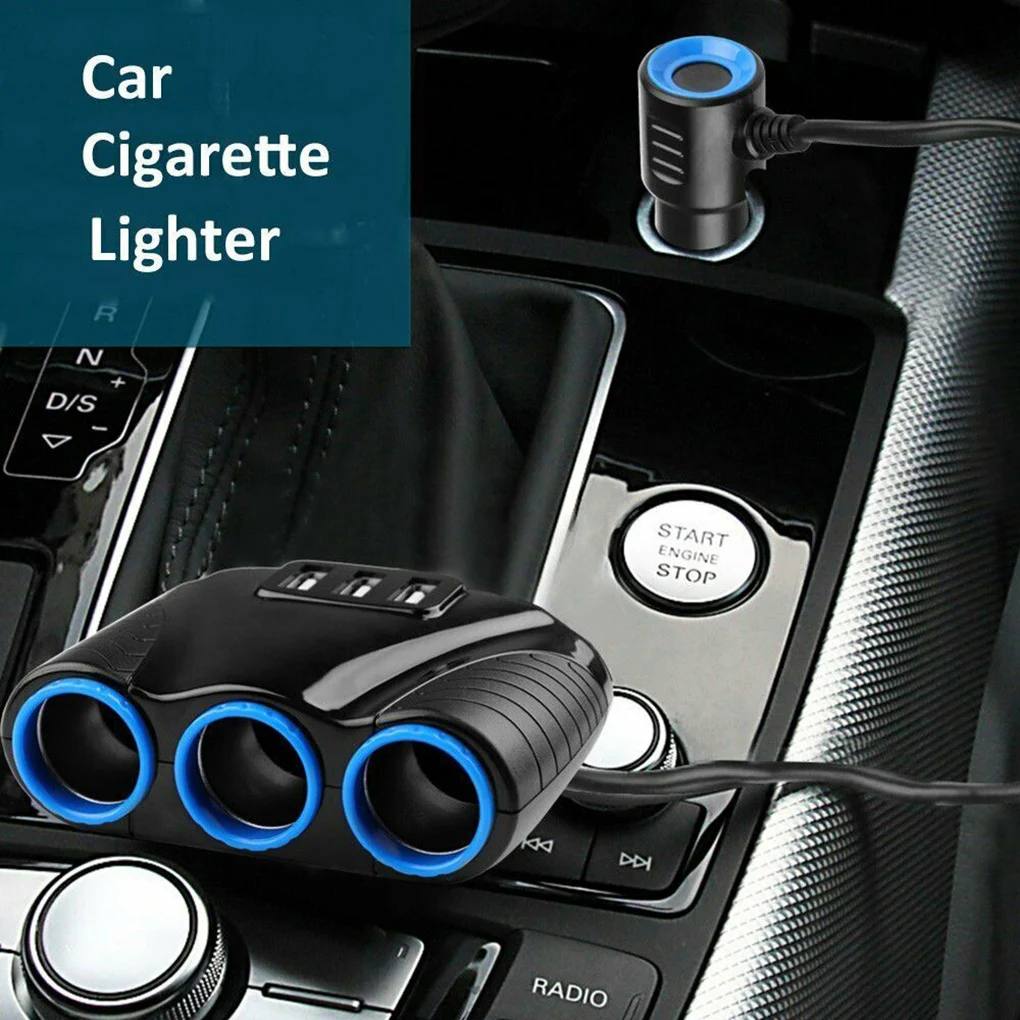 

3 Way Car Lighter Socket Splitter 3-USB Charger Automotive Charging Power Adapter Vehicle Supplies