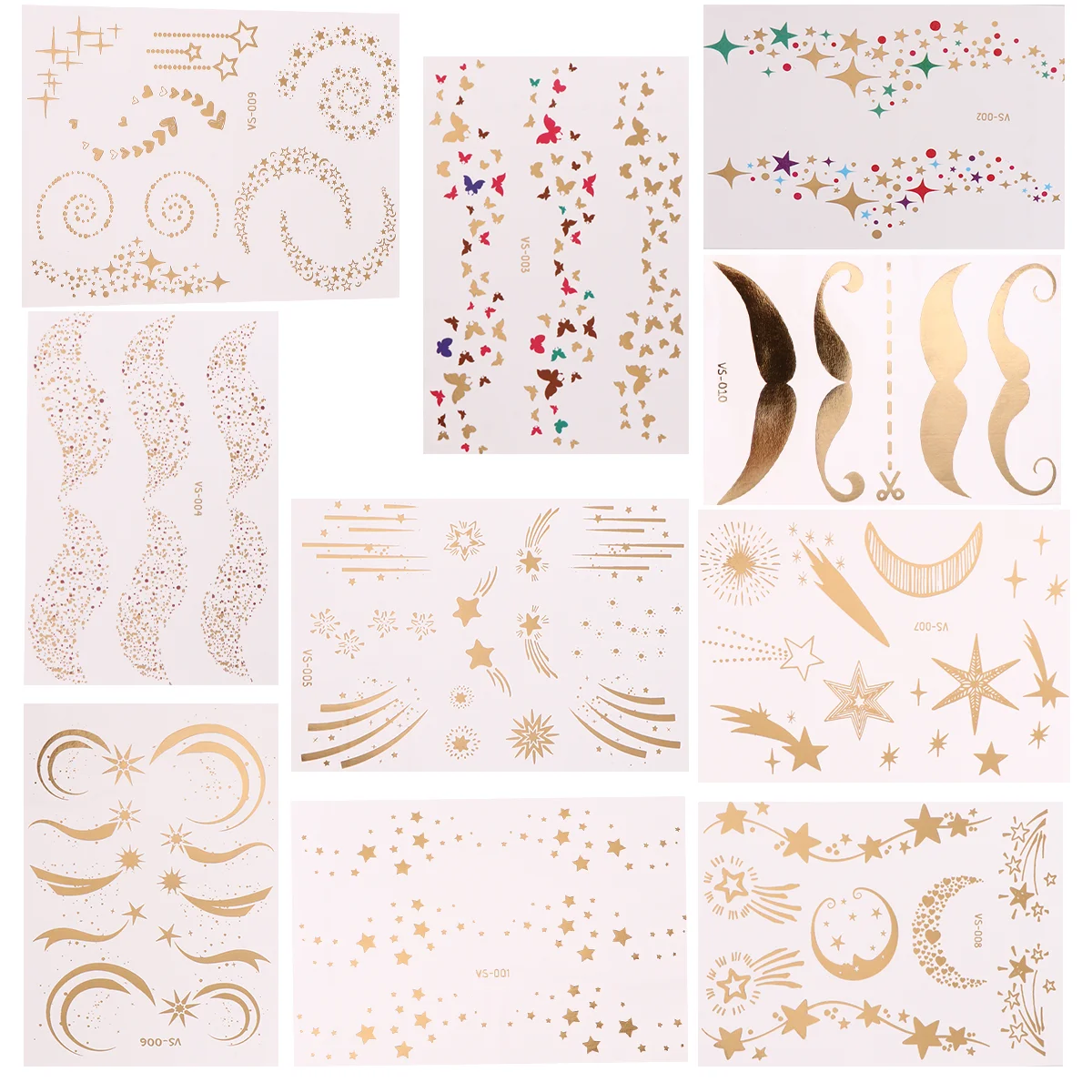 

10pcs Bronzing Face Sticker Waterproof Tattoos Sticker for Women (Mixed Pattern)