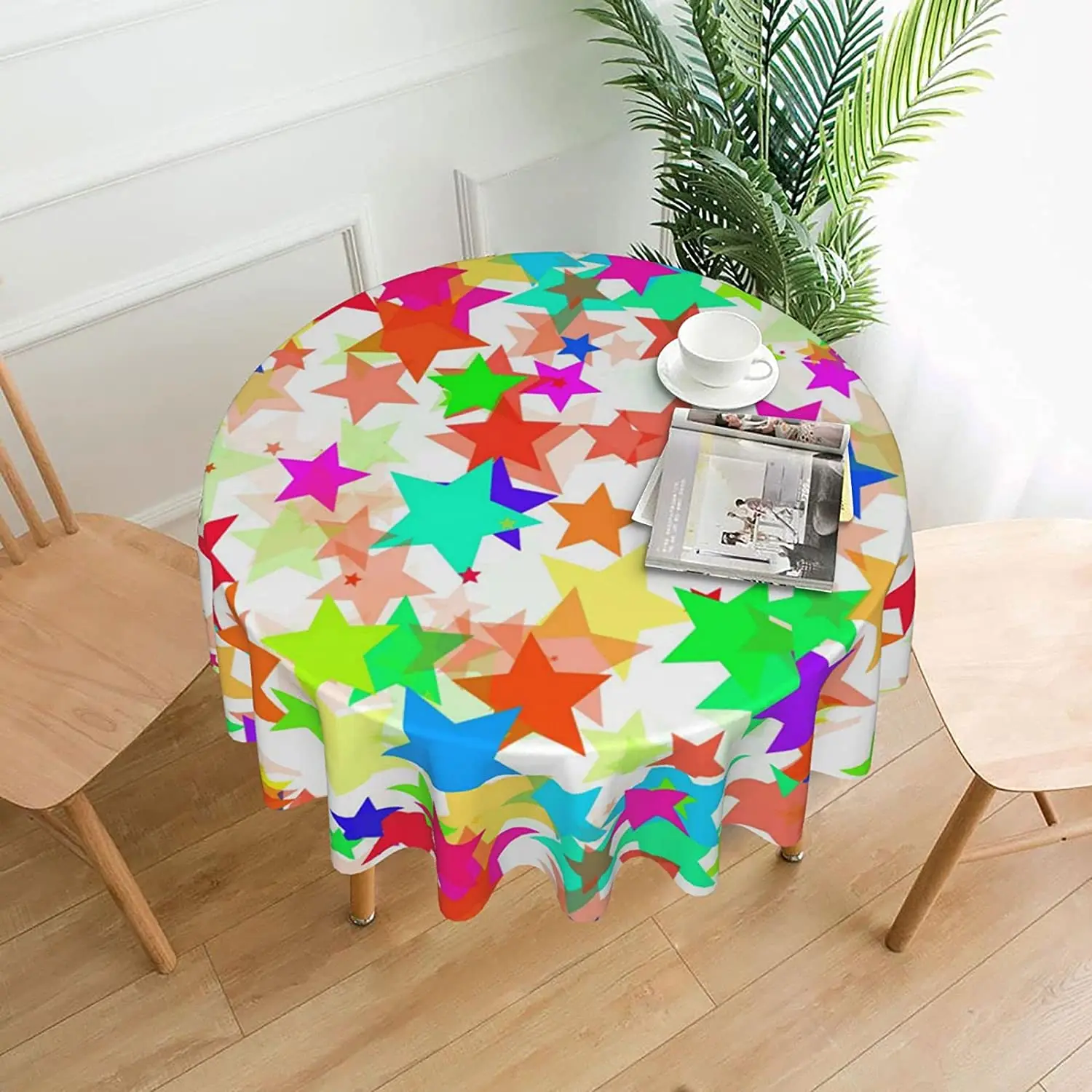 Водонепроницаемая круглая скатерть со звездами подходит для украшения стола