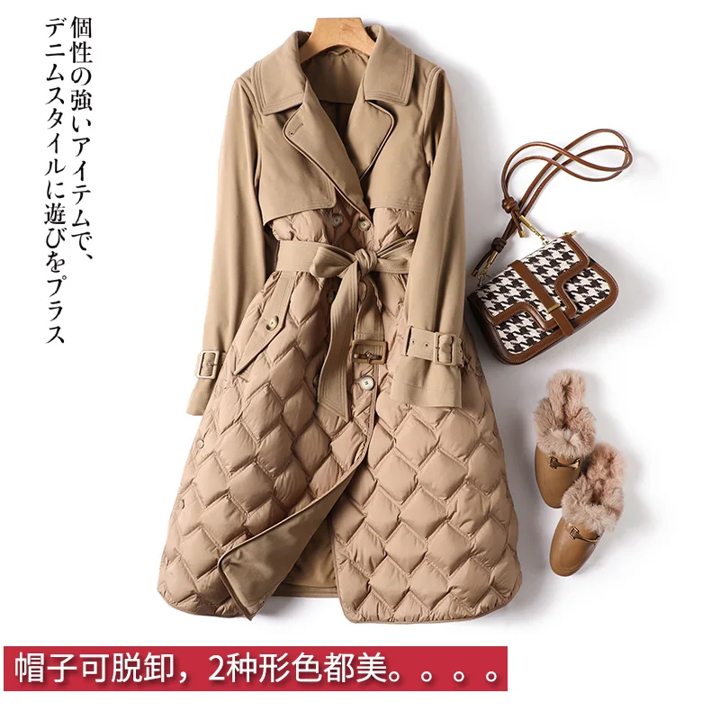 Luxury Design Casaco Feminino Inverno 2022  90%  White Goose Down  Winter Coats Women  Slim Thin Belt  Coat Women  Casacos