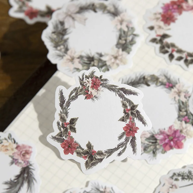 

30pcs washi stickers Wreath Flowers Frame Sticker Deco Junk Journal DIY Scrapbooking Creative Stationery Stickers Material paper
