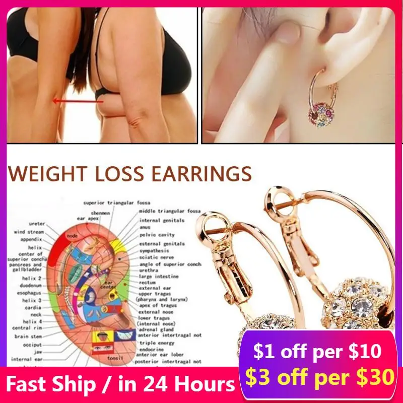 

12Pair серьги Slimming Patch Lose Weight Health Magnets Lazy Paste Stimulating Acupoints Magnetic Stud Earrings Pendientes Mujer