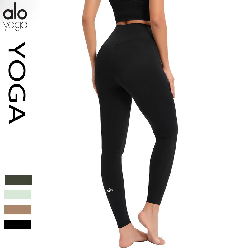

Alo Yoga Pants Women High Waist Hip Lift Lycra Nude Sports Fitness Pants Traceless Tight Running Tights