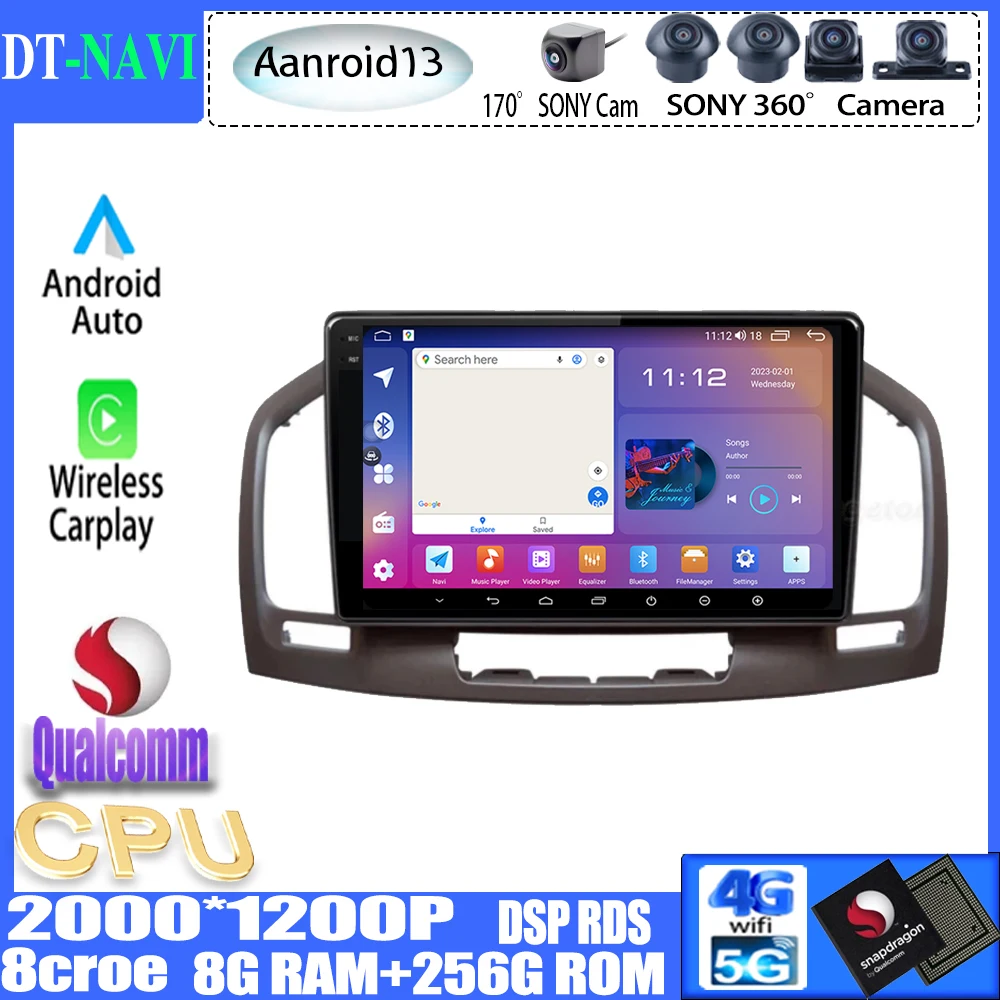 

Автомобильная Мультимедийная система Qualcomm Android13 для Buick Regal Opel Insignia 2009-2013, радио, стерео, проигрыватель, навигация GPS, Wi-Fi, BT, без dvd, типоразмер 2DIN