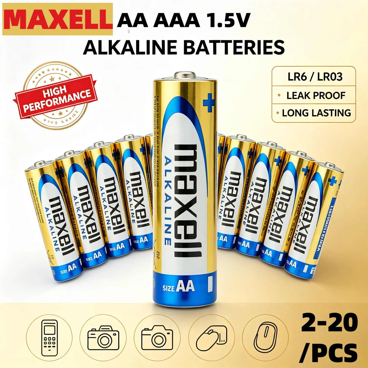 Фото Батарейки Maxell AA AAA 1.5V Alkaline LR6 LR03, долговечные, герметичные, высокопроизводительные, для пультов, игрушек, камер, фотовспышек, мышей, часов №1