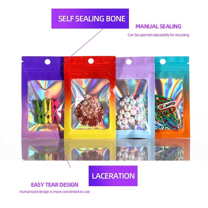 50 шт. голографические пакеты для хранения носков и нижнего белья |