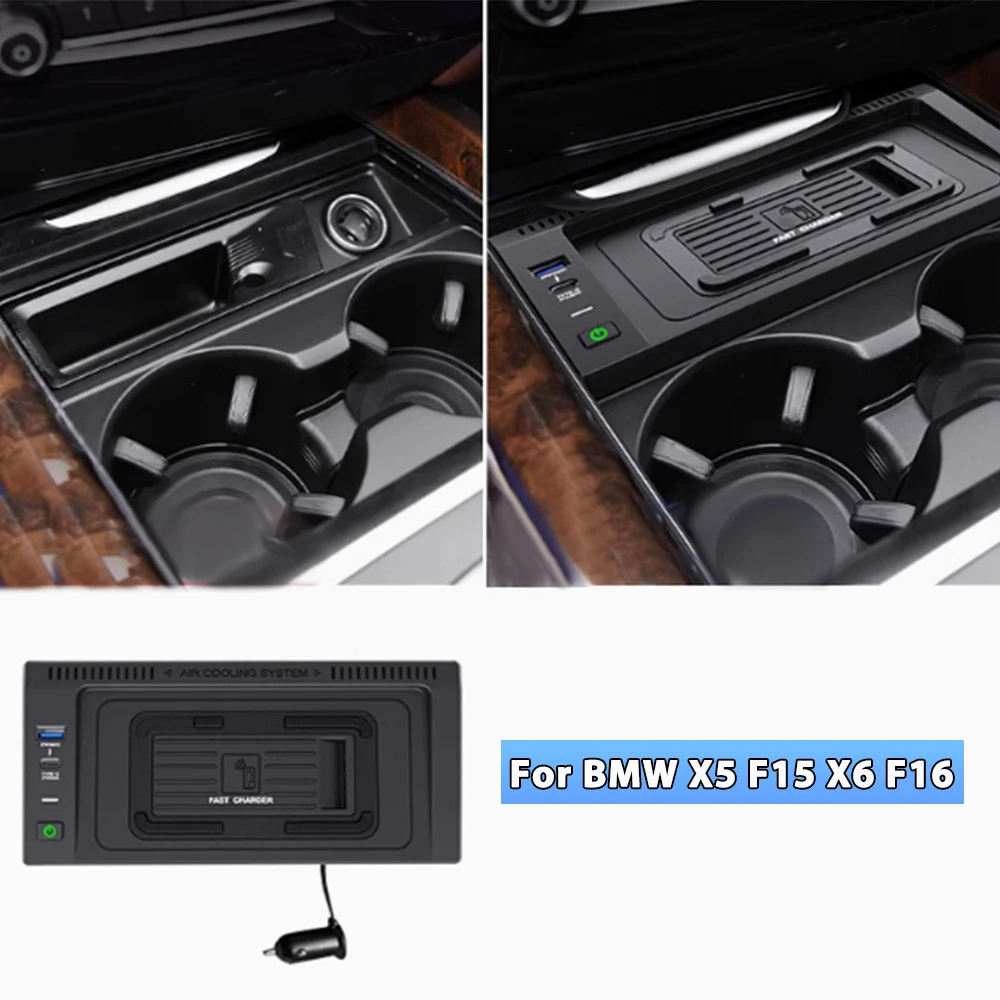 

Автомобильное беспроводное зарядное устройство 15 Вт для BMW X5 F15 X6 F16 2014 2015 2016 2017 2018 2019 Зарядная панель для телефона Держатель типа c USB зарядка Крепление