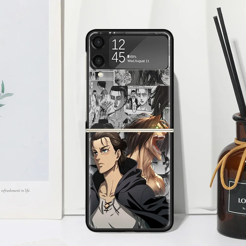 Фото Чехол для телефона с аниме «Атака Титанов» для Samsung Galaxy Z Flip 7 Flip7 Zflip 6 Flip6 5 Flip5 4 Flip4 3 Flip3 5G Fundas Black Cover Gala №3