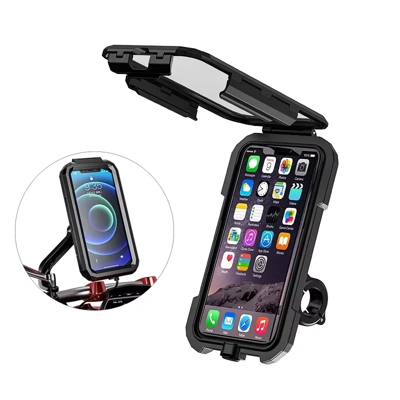 

Bike Phone Support Waterproof Case Bike Motorcycle Handlebar Rear View Mirror Stand Holder for 4.7-6.8" Mobile Phone Mount