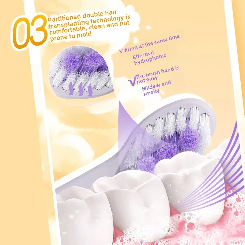 Детская зубная щетка с мягкой щетиной для детей 3-12 лет двойное растительное