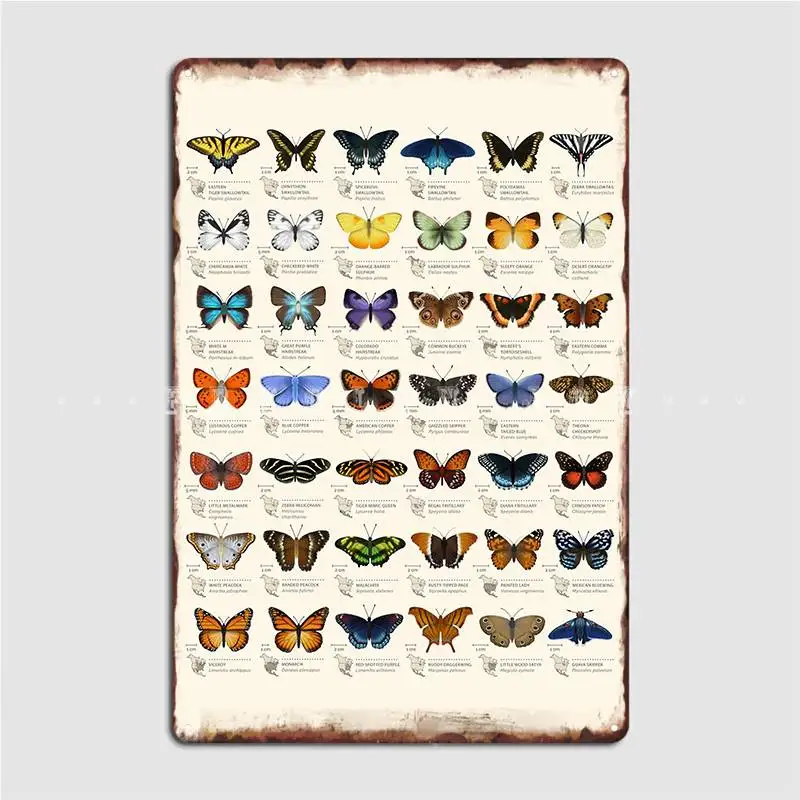 

Постер с бабочками Северной Америки, металлический плакат, домашний Настенный декор, настенный паб, винтажный жестяной плакат
