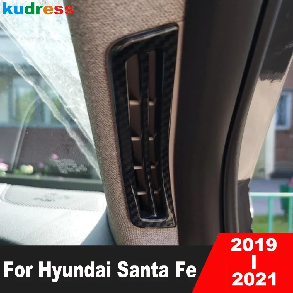

Для Hyundai Santa Fe 2019 2020 2021: накладки на воздуховоды передних внутренних дверей (A-стойки) из карбона, аксессуары для тюнинга