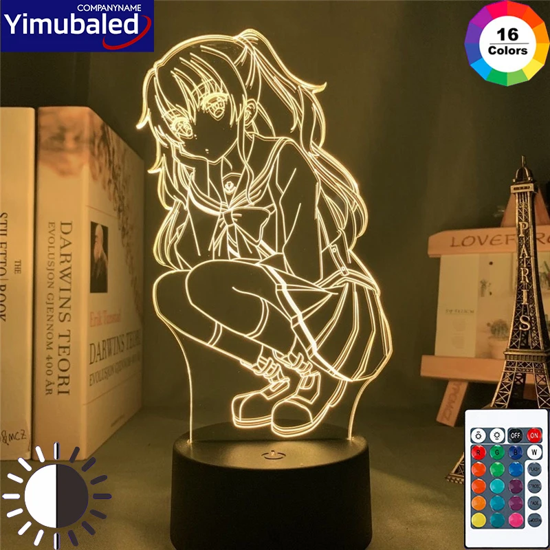 Lámpara 3D de acrílico para decoración del hogar, luz Led de noche con Flash que cambia de Color 16/7, figuras de Anime de villana Tomori Nao, para dormitorio