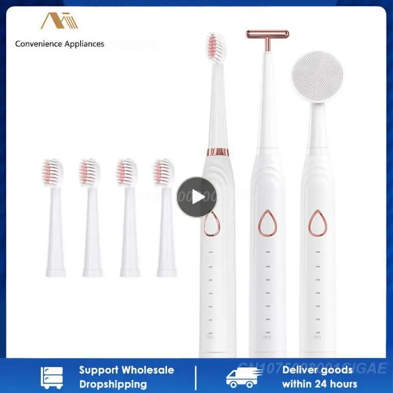 

Waterproof Tooth Scaler Electric Toothbrush Usb Charging With 4 Extra Replacement Heads 7in1 Tooth Cleaning Tools Multi-function