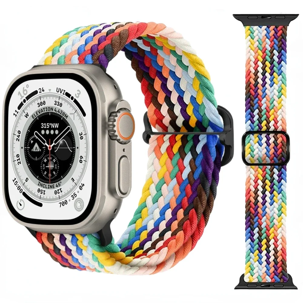 Фото Нейлоновый ремешок для Apple Watch Band Ultra 1, 2, 3, 49 мм, 5, 6, 7, 8, 9, 10, 11, 45/41/42/46 мм, плетеный браслет, ремешок для iWatch 2, 3, 4, SE №4