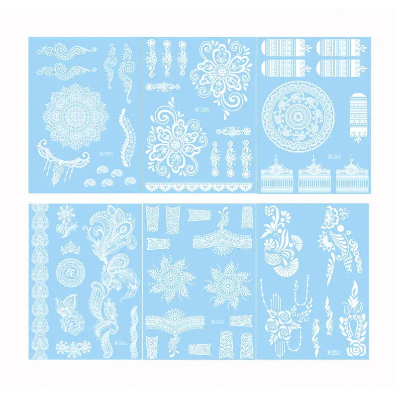 Белые наклейки из хны для женских искусственных татуировок водостойкие