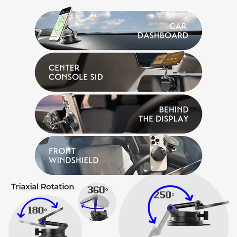 LISEN [Pro с функцией зарядки] Автомобильное зарядное устройство Magsafe 15 Вт на присоске для телефона для 17 IPhone 16 15 14 13 12 Pro Max Plus