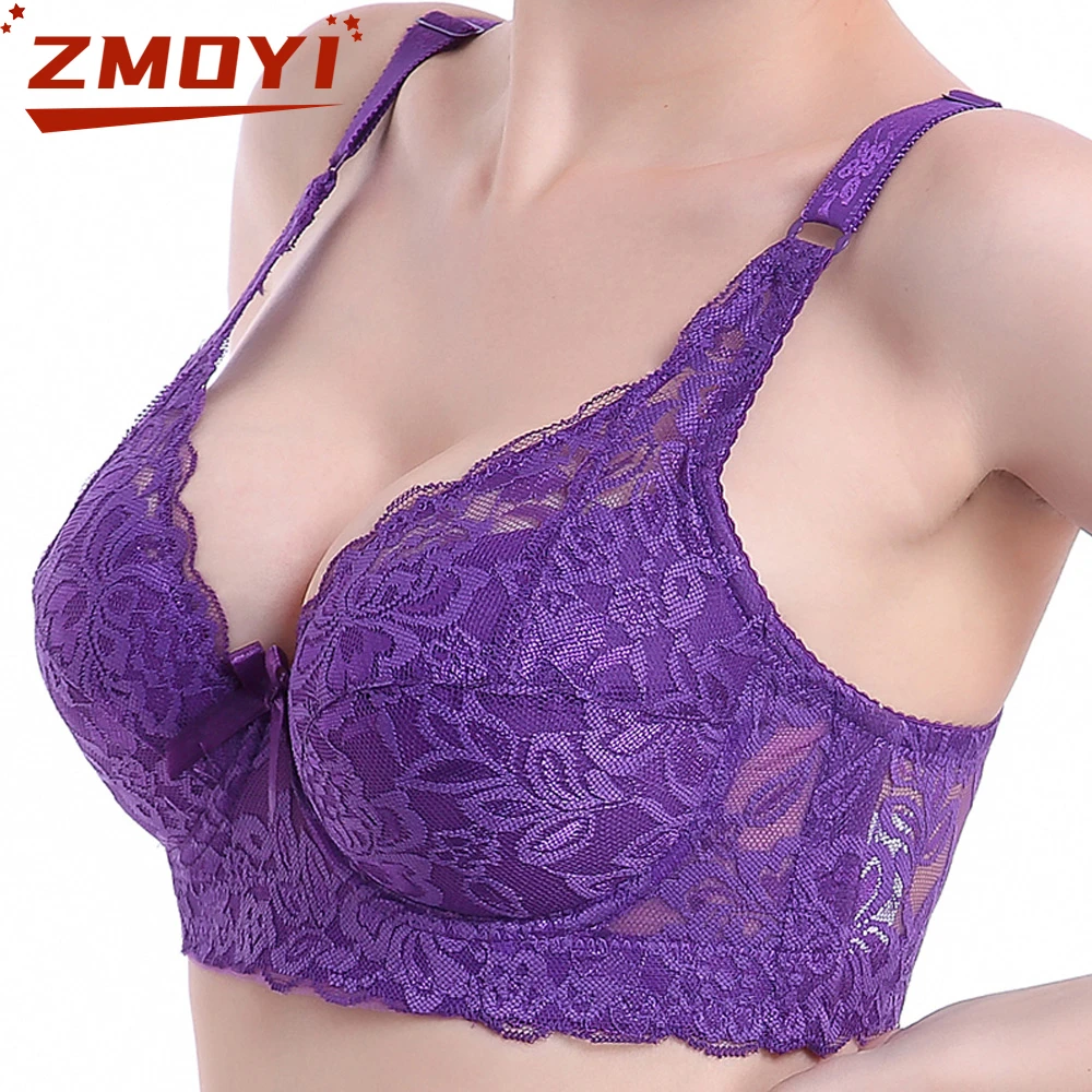 Купи D Cup Plus size Big Size Bralette Plus Large Size Underwire Bh Lace Sexy Women Bra Intimates Deep V Brassiere BCD Cup Lace Bra за 284 рублей в магазине AliExpress