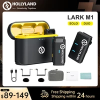 hollyland lark m1 official wireless lavalier microphone with charging case 8h 650ft for interview vloging live streaming mic