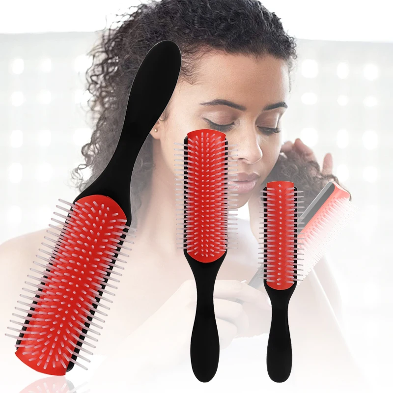 

9 Rows Detangling Hair Brush Straight Curly Styling Scalp Massage Comb Hair Detachable Hairbrush