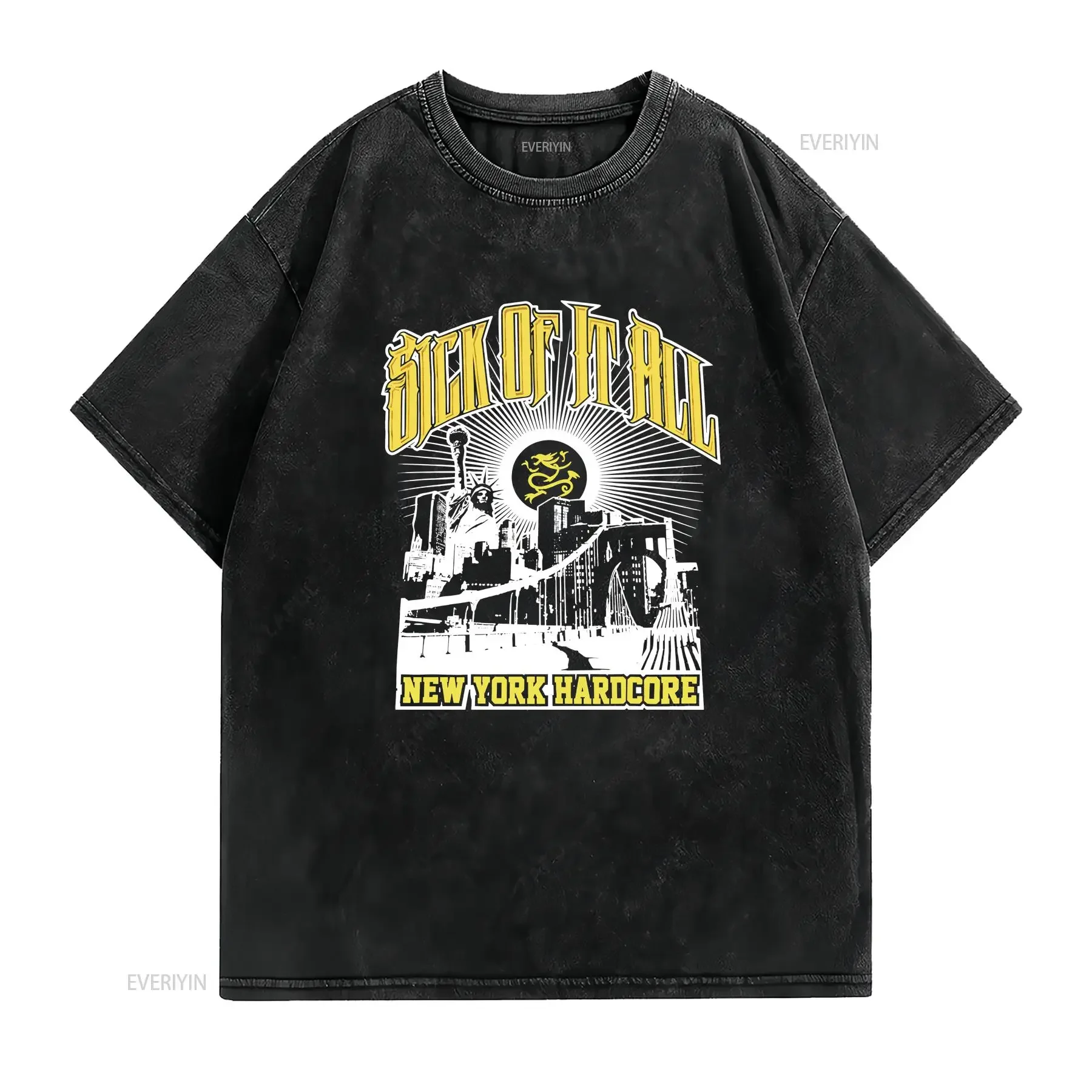 Фото Винтажная футболка 2000-х годов Sick Of It All New York Hardcore 3XL NYHC Madball MERAUDER, дизайнерская одежда с эффектом потертости, мягкая, винтажная, с эффектом стирки. №2