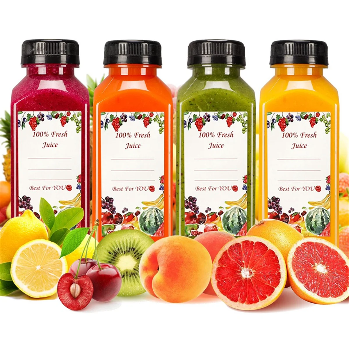 20 шт. 12 унций пустые пластиковые бутылки для сока с крышками многоразовые воды
