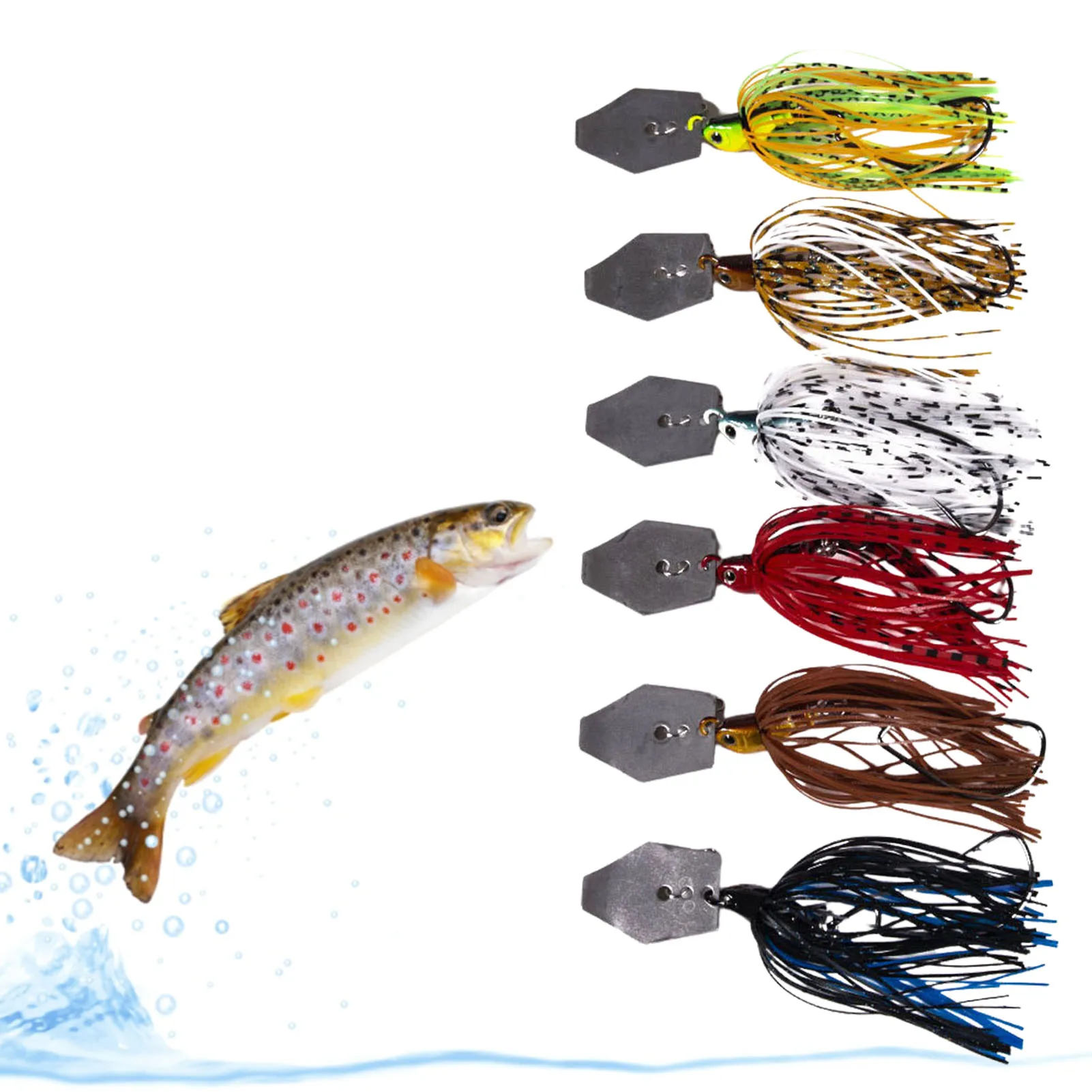 

Spinner Bait Fishing Lure 6pcs Fishing Lures Baits Metal Lures Jig Fishing Lures Multicolor Buzzbait Swimbaits For Bass Trout