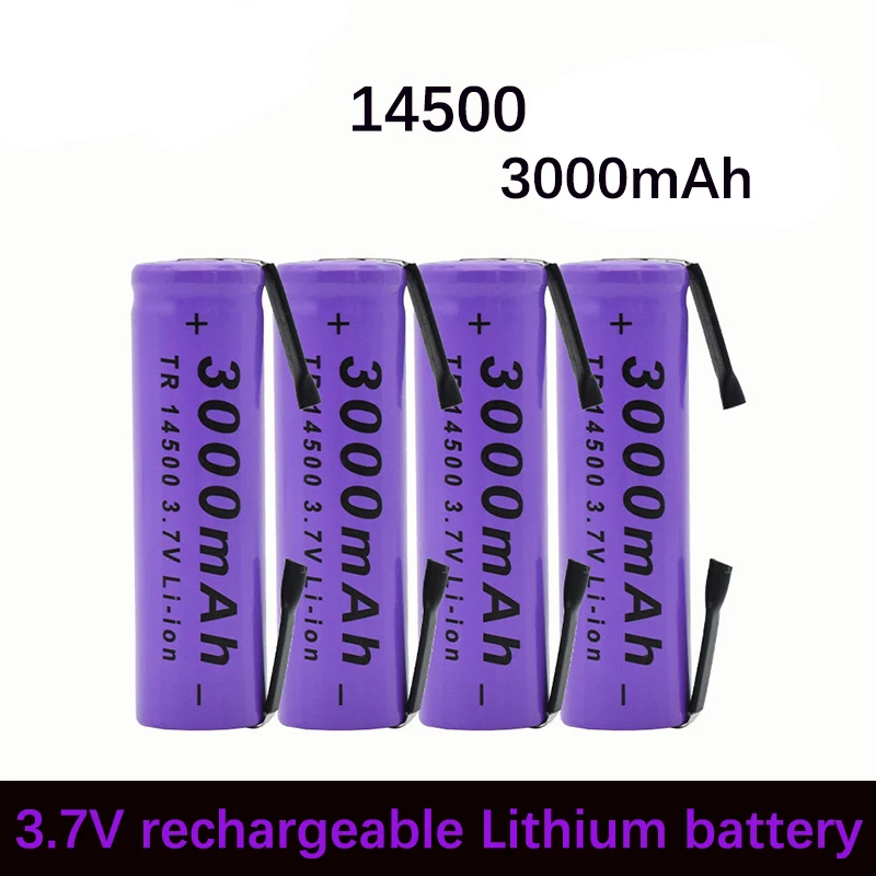 

NEW 14500 Lithium Battery 3.7V 3000mAh Rechargeable Battery Solderable Nickel Sheet Battery for Flashlights LED Flashlight Toys