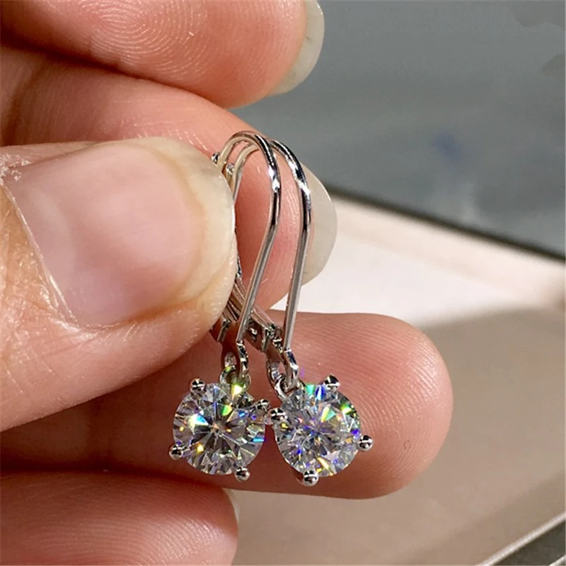 

S925 Silver Natural FL Diamond Earring Women Bizuteria Silver 925 Jewelry Garnet Diamond Gemstone Drop Earring Orecchini Box