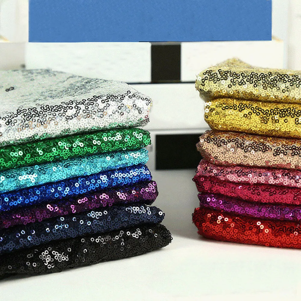 

130X100CM Wholesaleabl Colorful Sequin Fabric Sparkly Paillette DIY Glitter Fabric for Wedding Party Birthday Stage Decoration