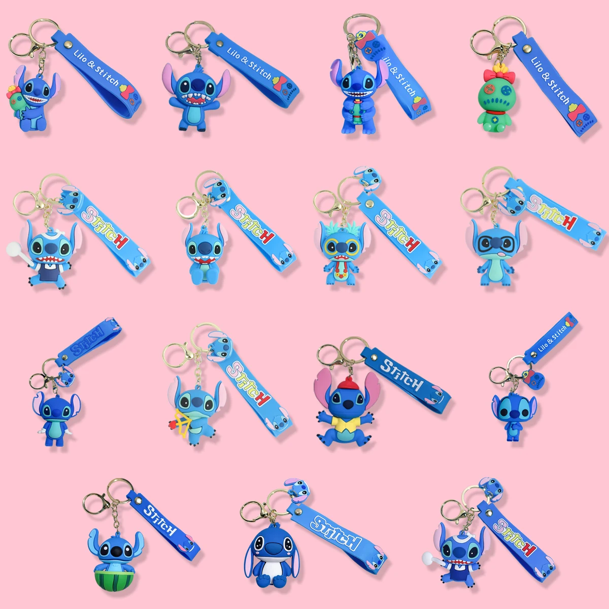 Disney Cartoon Lilo & Stitch Silicone Keychains Fashion Charm Car Pendant Accessories for Women Backpack Key Holder Jewelry Gift