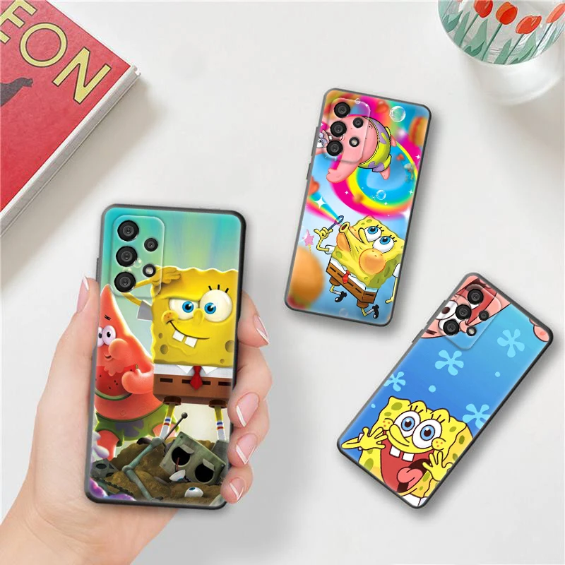 

Cartoon Spongebob And Starfish Phone Case For Samsung A73 A72 A71 A53 A52 A51 A42 A33 A32 A23 A22 A21S A13 A12 A03 A02 Black