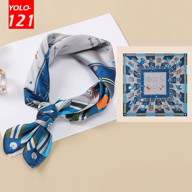 

53*53CM Small Square Scarf Women Fashion Silk Scarf Twill Satin Professional Neck Scarfs Chic Headband Tied Bag Handle Bandana