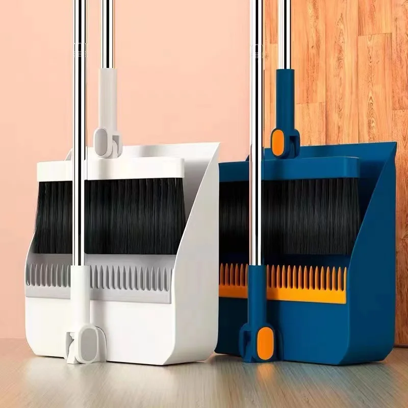 

Multi-functional Cleaning Tools Sweeping Combination Stainless Broomstick Foldable Rotating Soft Hair Broom Dustpan Set