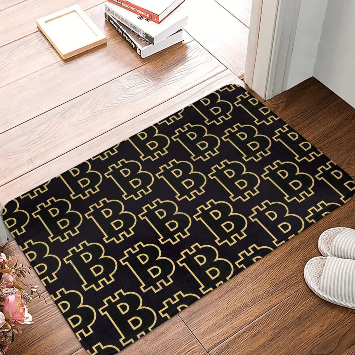 

Bitcoin Virtual Currency Non-slip Doormat Bath Mat B Floor Carpet Welcome Rug Bedroom Decor