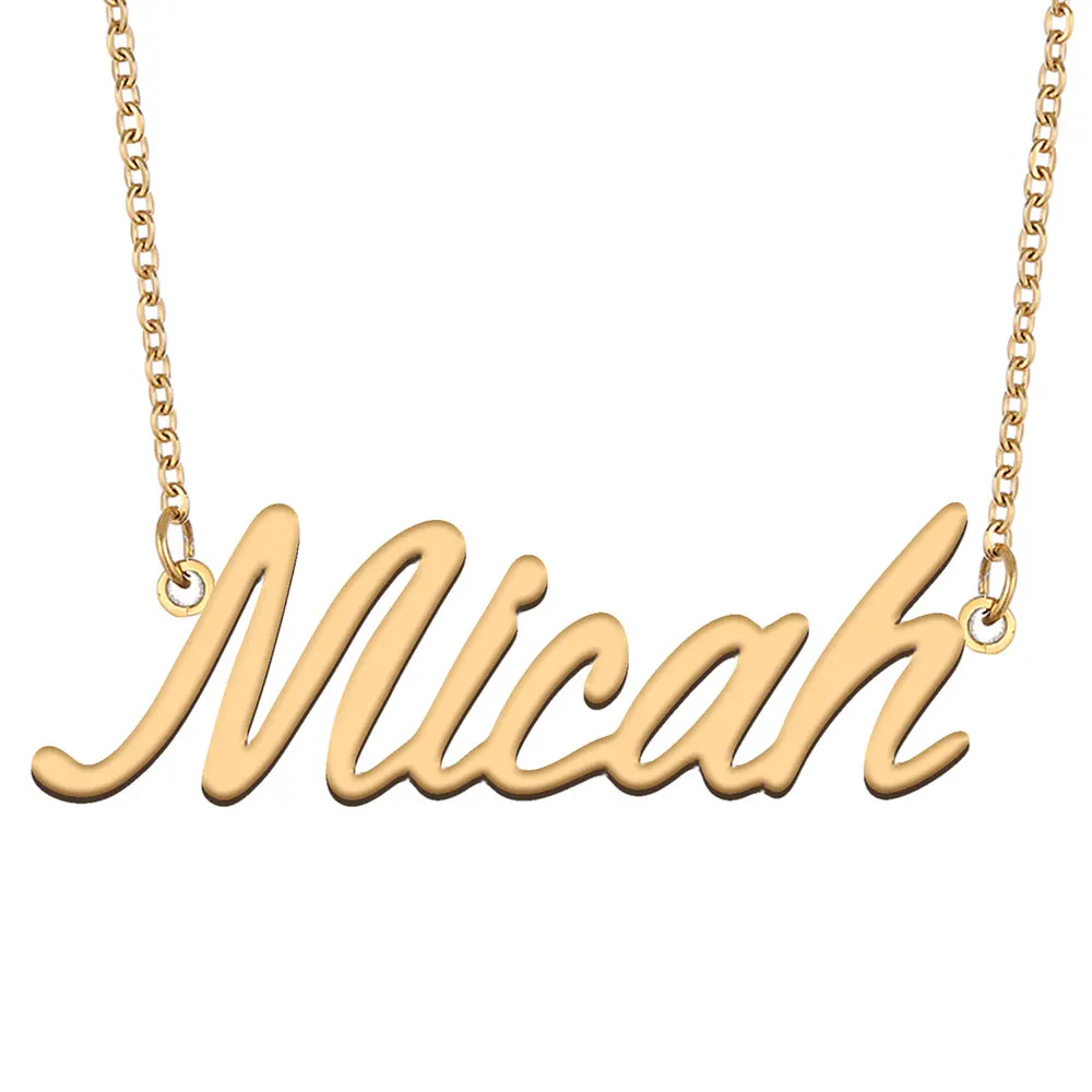 

Micah Name Necklace for Women Stainless Steel Jewelry Gold Color Nameplate Pendant Collares Para Mujer Letters Choker