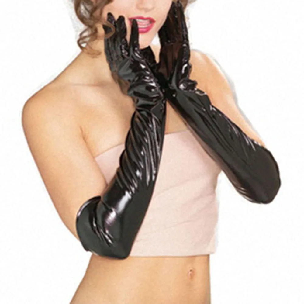 

Sexy Men Faux Leather Long Gloves Wet Look Latex Party Opera Club Costumes Arm Pu Sensual Clubwear Hip-pop Cosplay Glove