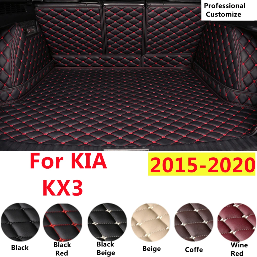 

SJ Full Set Custom Fit For KIA KX3 2015-16-2020 XPE Leather Waterproof Car Trunk Mat Tail Boot Tray Liner Cargo Rear Pad Cover