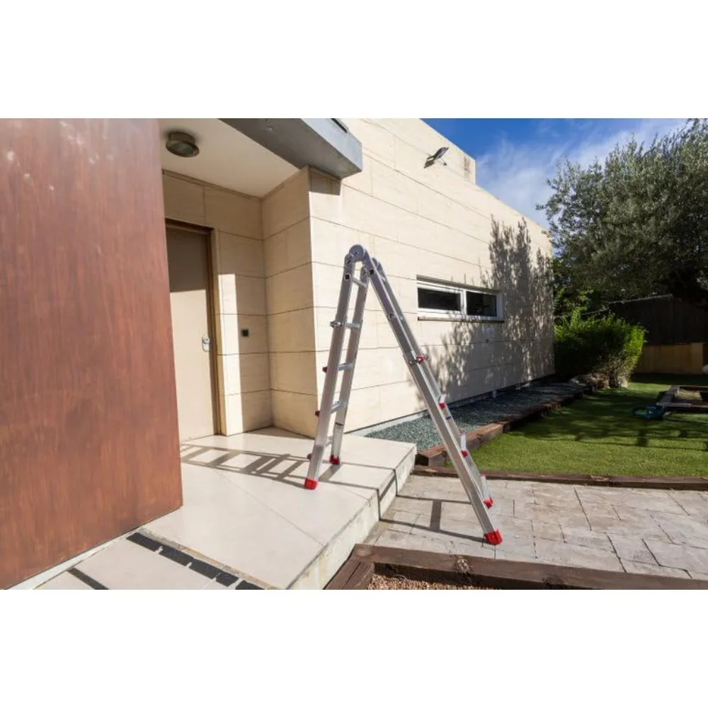 Plegables Aluminio, Escalera Plegable, Escalera telescópica, Extensible en 4x4 (8+8 escalones) 4 Metros desplegada y 2 Metros e (art.: 3920d27ff2f17) - 3920d27ff2f17