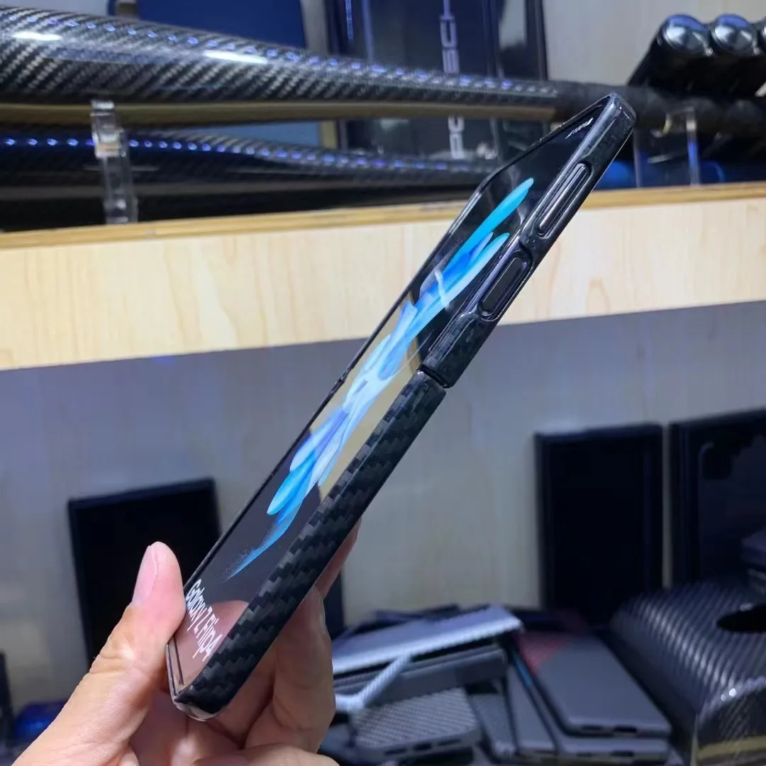 QADIR for Samsung Galaxy Z Flip 4 case anti-fall pure carbon Fiber case aramid fiber ultra thin Galaxy Z Flip 5 phone Cover