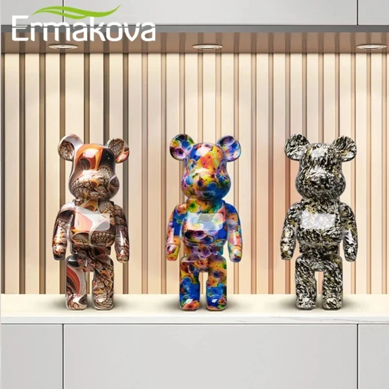 Фото ERMAKOVA 27 см статуэтка медведя в стиле граффити, декор для дома, статуэтка животного, банка для хранения денег, скульптура для интерьера №5
