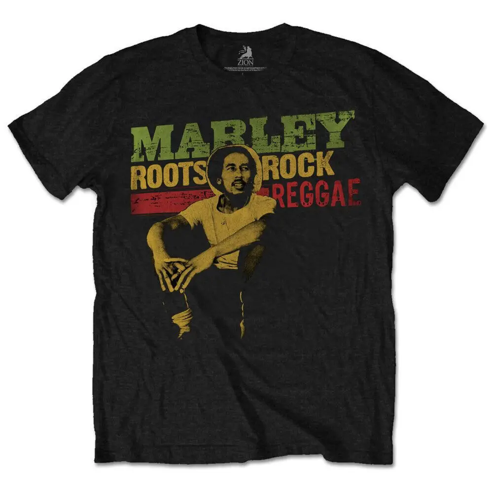 Мужская приталенная футболка Bob Marley root Rock Reggae большие размеры Черная