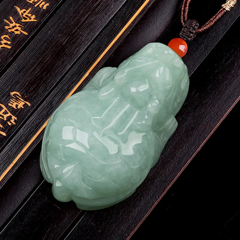 

Burmese Jade Dragon Turtle Pendant Charms Amulets Gift Jewelry Emerald Green Natural Jadeite Pendants Necklace Real Vintage Men