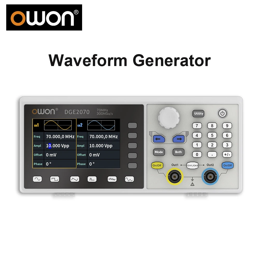 

DGE2035/DGE2070 Digital Oscilloscope 300MSa/s 14Bits 35/70 MHz Arbitrary Waveform Generator Dual Channels Oscilloscopes