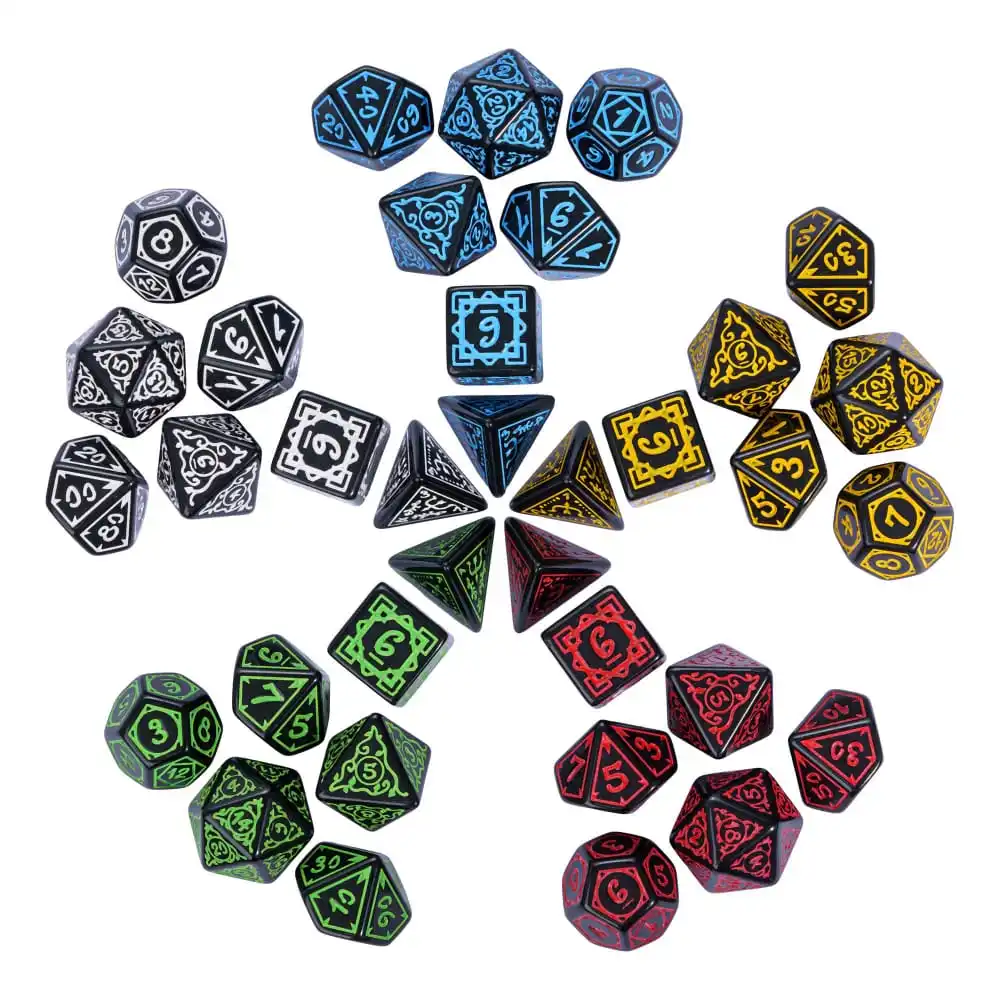 

5Sets Druid DND Dice Set D4-D20 D&D Polyhedral Dice Set with Unique Pattern for Dungeons and Dragons Role Playing Board Games