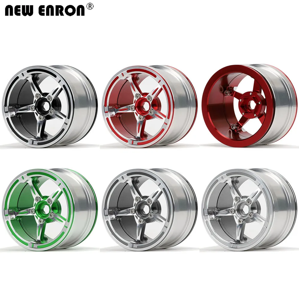 

NEW ENRON 4Pcs 2.2" Alloy 5 Spokes Beadlock Wheels Rim for 1/10 RC Crawler Car Axial SCX10 II 90046 90053 RR10 Wraith 90048 TRX6