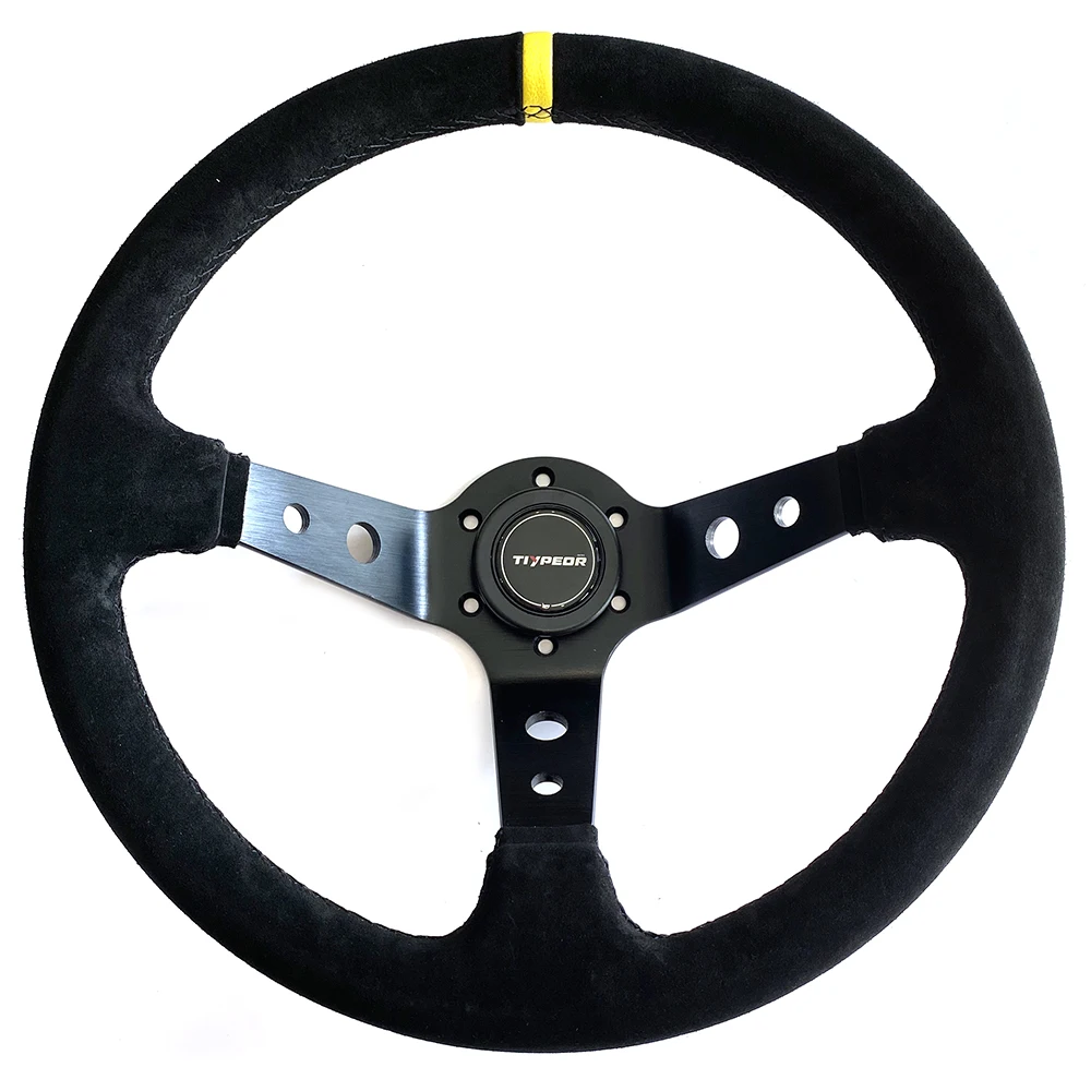 Замшевый руль TIYPEOR 350 мм черный глубина 90