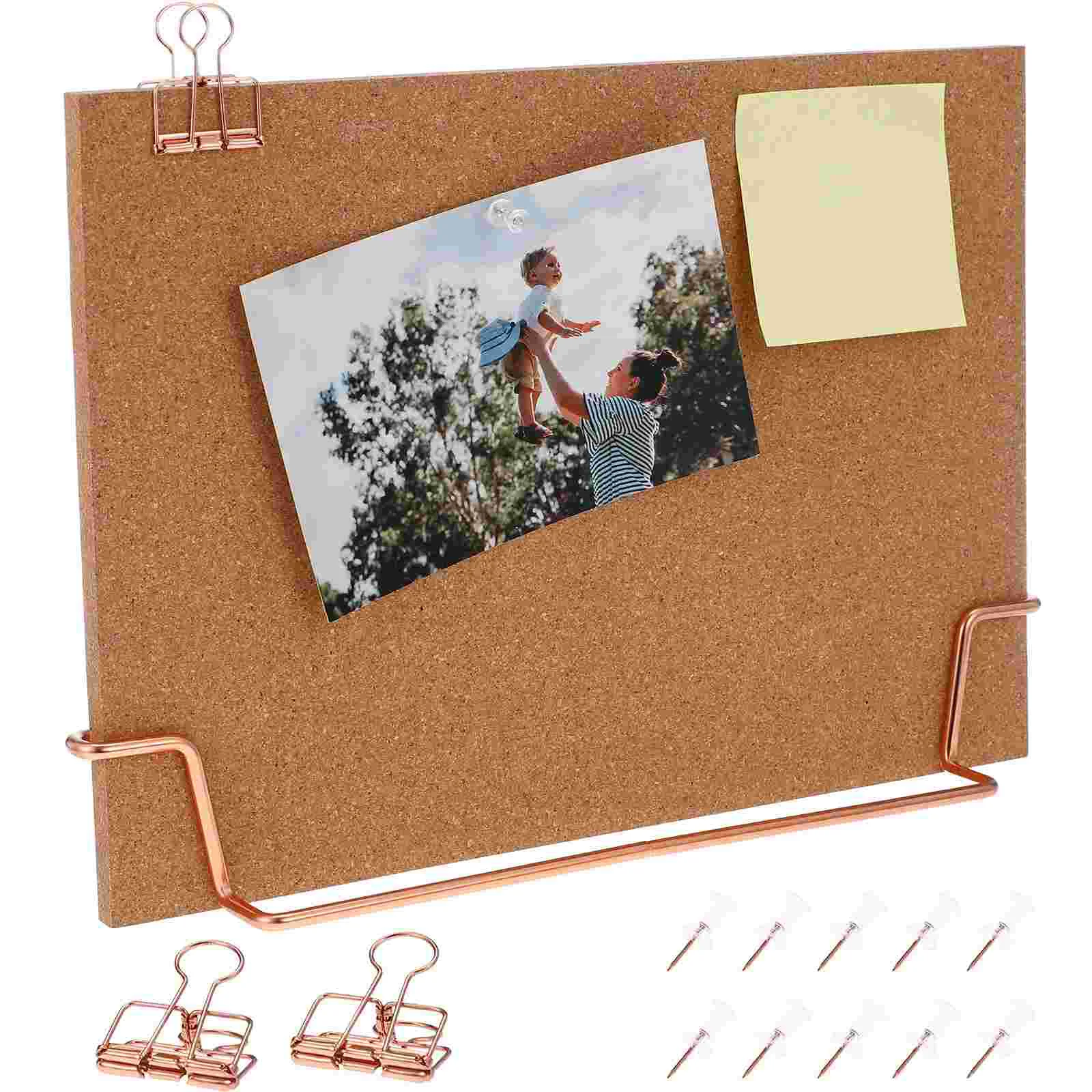 

1 Pc Display Vintage Standing Rectangular Double Sided Cork Board Desktop Memo Board Picture Board Bulletin Board