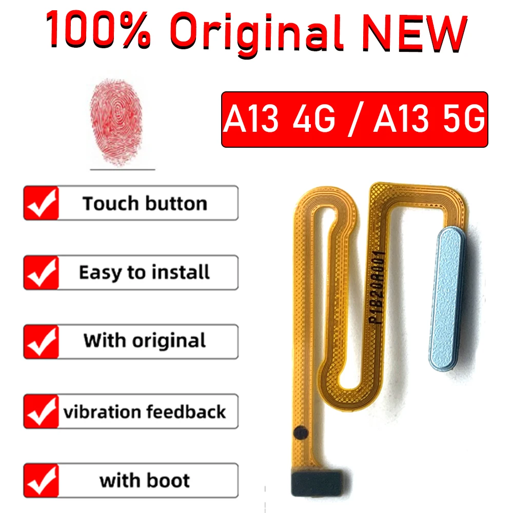 

Original New For Samsung A13 5G 4G Fingerprint Sensor Home Return Key Menu Button With Side Power On Off Side Key Button Flex